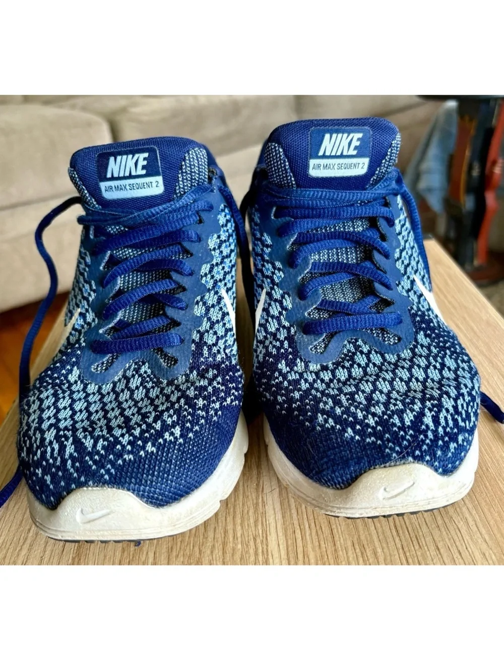 NIKE AIR MAX SEQUENT 2 Running Shoe Blue White Knit Casual 852465-401 WMNS 8.5 - Picture 14 of 16